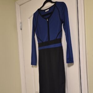 Elegant Blue and Black Dress
